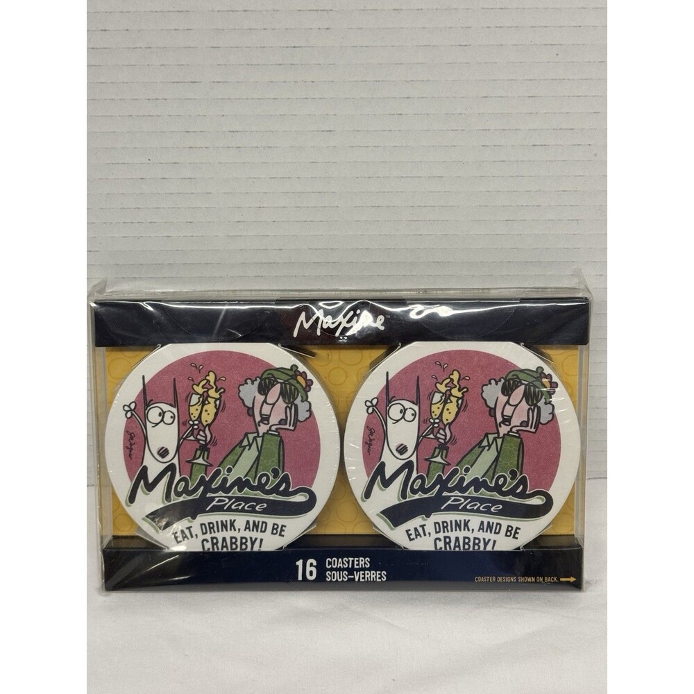 Hallmark Maxine Coasters Pkg of 16 Maxine And Her Dog New Sealed Drink Eat Party